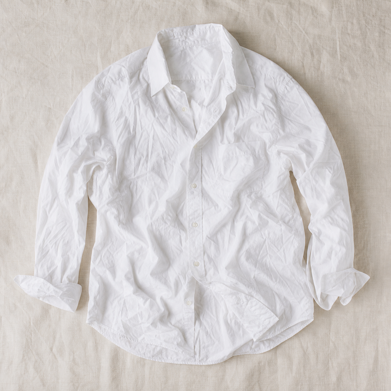 The shirt before, wrinkled